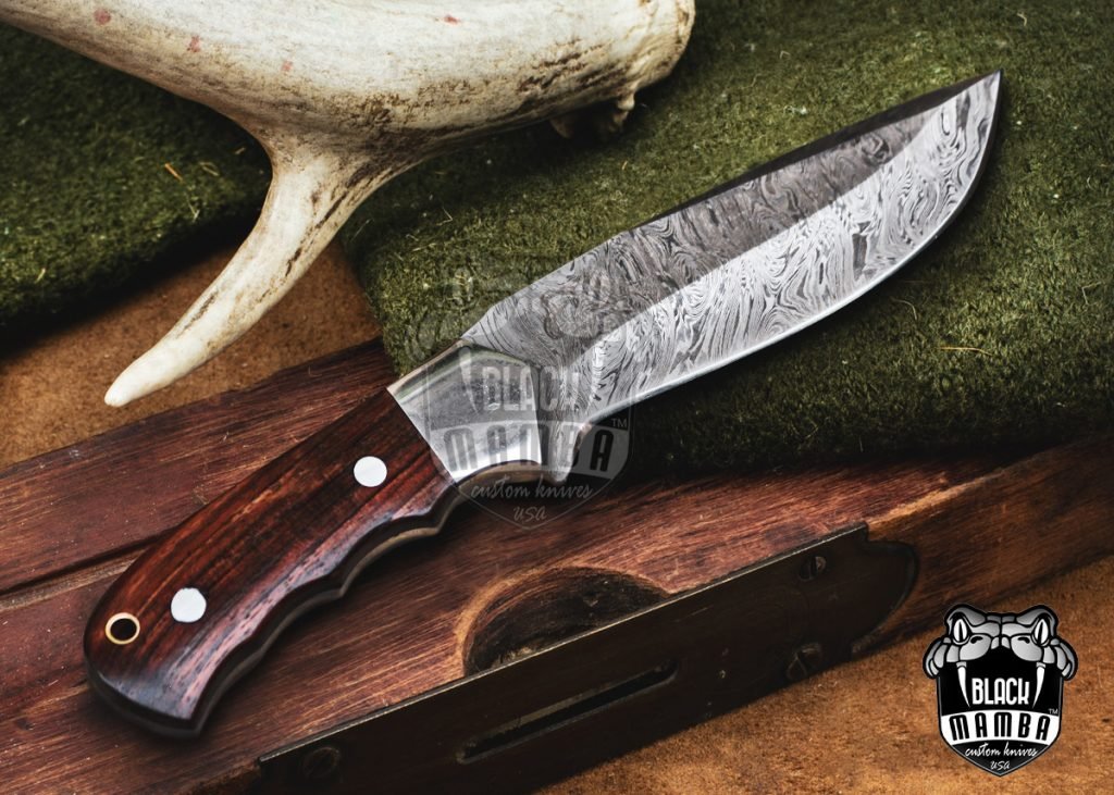 BMK-109 Rhino Knife 9.8″ Long 5″Blade” 10.2 oz Damascus Fixed Blade Hunting Knife Black mamba Hand Made World Class knives USA Made - Image 2