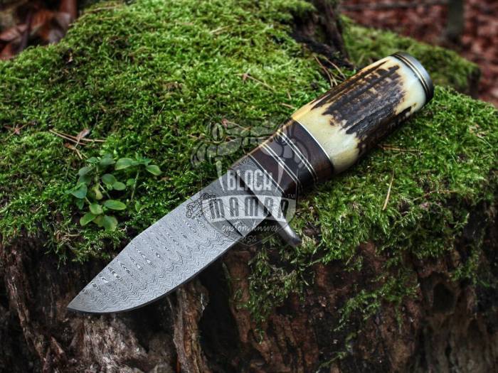 BMK-101 Eagle Knife 8.2″ Long 3.7″Blade ” 7.7oz Damascus Steel Fixed Blade Hunting Knife Black mamba Hand Made World Class knives USA Made