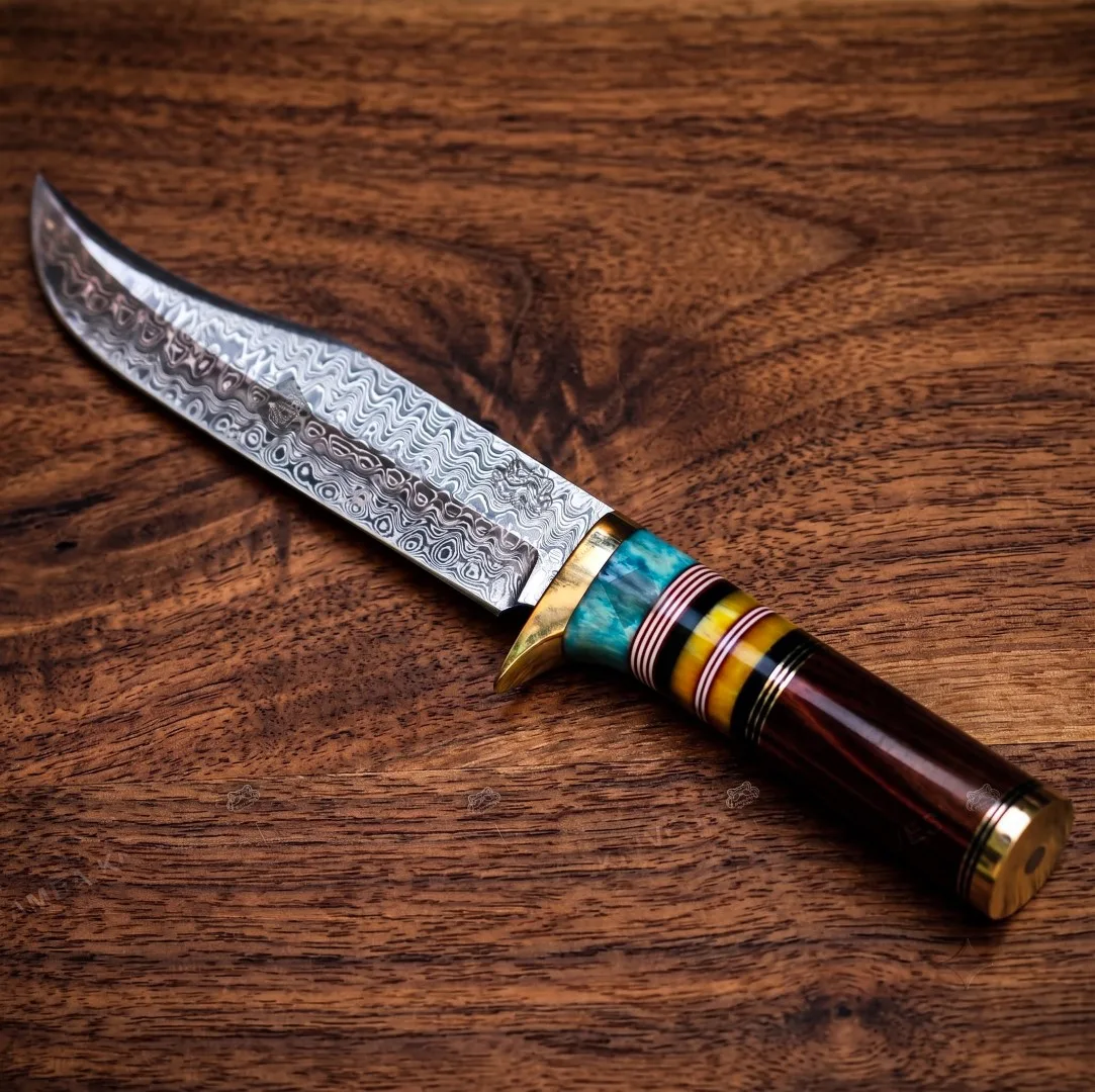 Dragon - Damascus Bowie Knife, 12″ Overall