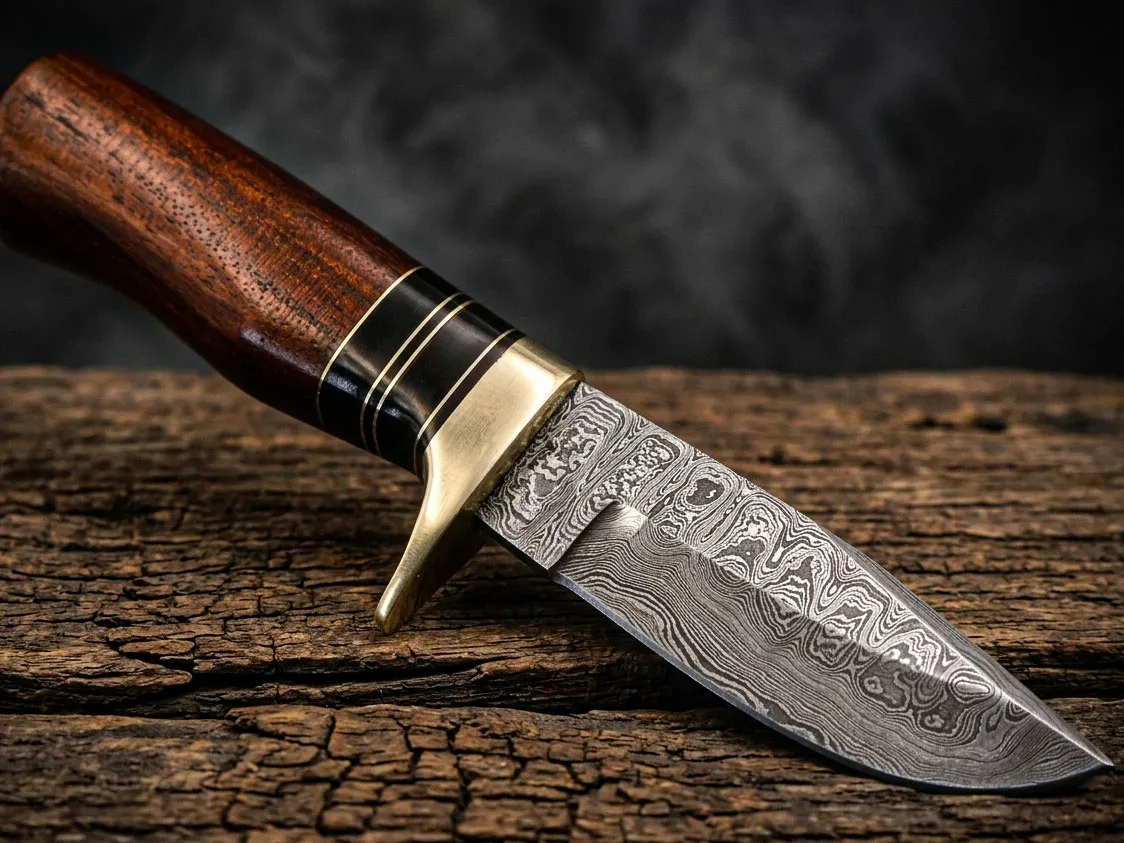 Hyena Knife 8.5″ Long 4″ Blade 6.7oz Fixed Blade Hunting Damascus Steel Knife Black Mamba Hand Made World Class Knives USA Made | BMK-100 - view 4
