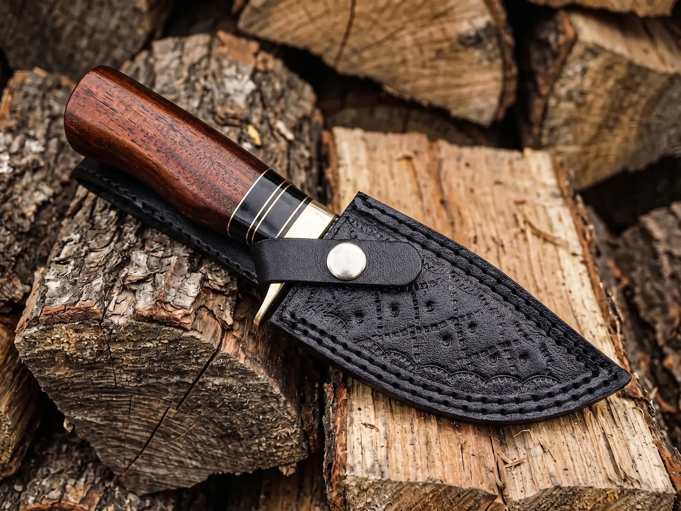 Hyena Knife 8.5″ Long 4″ Blade 6.7oz Fixed Blade Hunting Damascus Steel Knife Black Mamba Hand Made World Class Knives USA Made | BMK-100 - view 3