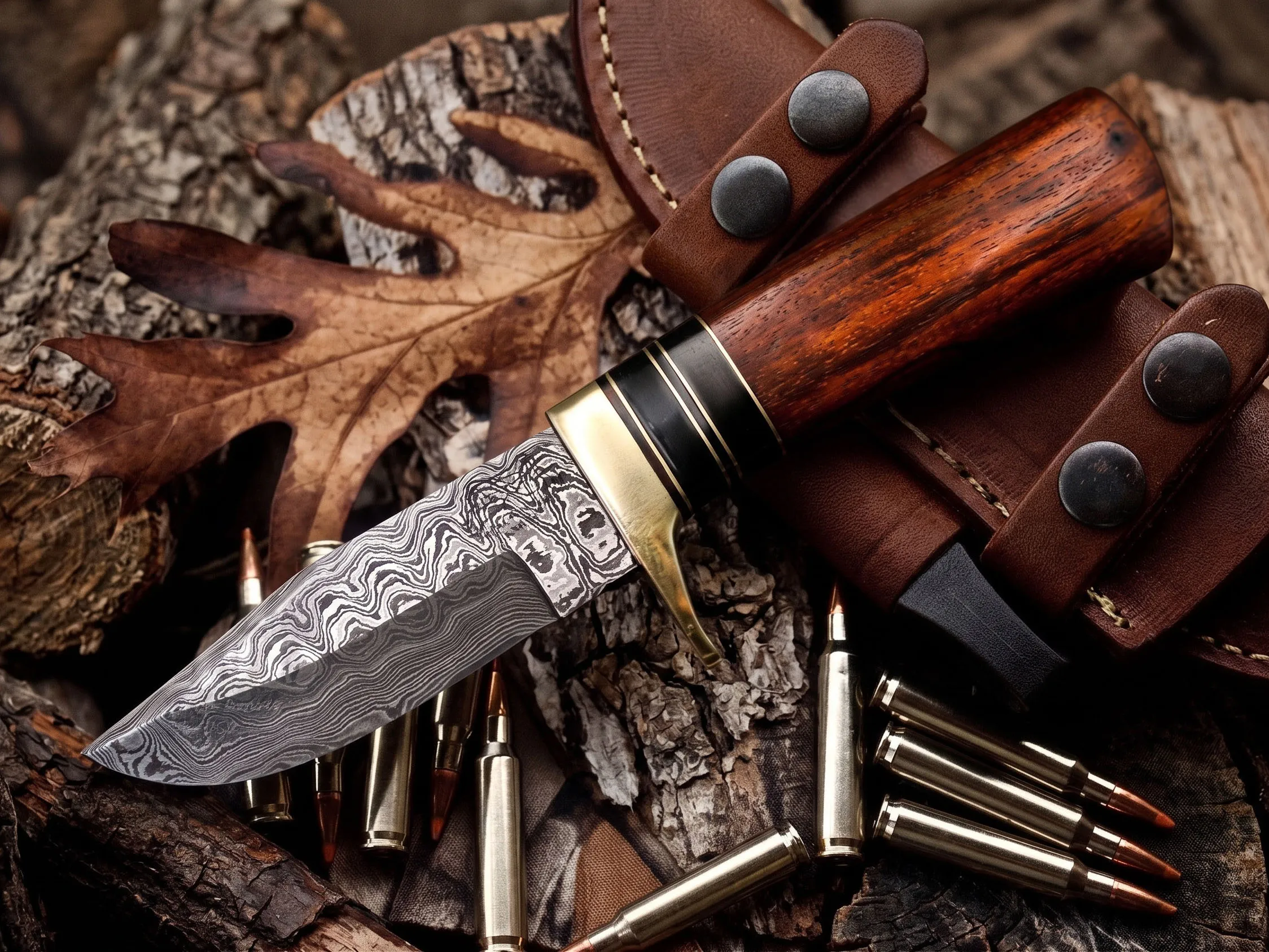 Hyena Knife 8.5″ Long 4″ Blade 6.7oz Fixed Blade Hunting Damascus Steel Knife Black Mamba Hand Made World Class Knives USA Made | BMK-100 - view 6