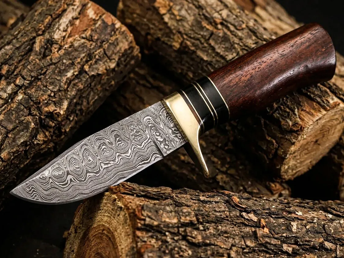 Hyena Knife 8.5″ Long 4″ Blade 6.7oz Fixed Blade Hunting Damascus Steel Knife Black Mamba Hand Made World Class Knives USA Made | BMK-100 - view 7