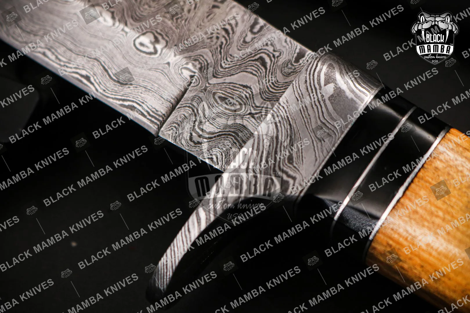Leopard - Damascus Hunting Knife, 9.8″ Overall, Buffalo Horn Handle - view 11
