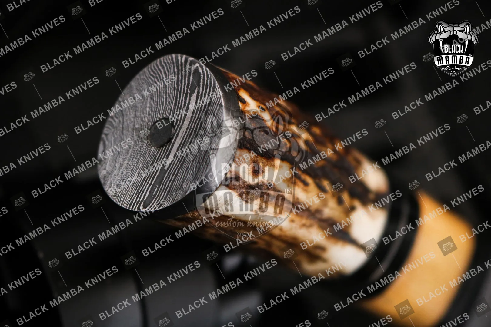 Leopard - Damascus Hunting Knife, 9.8″ Overall, Buffalo Horn Handle - view 14