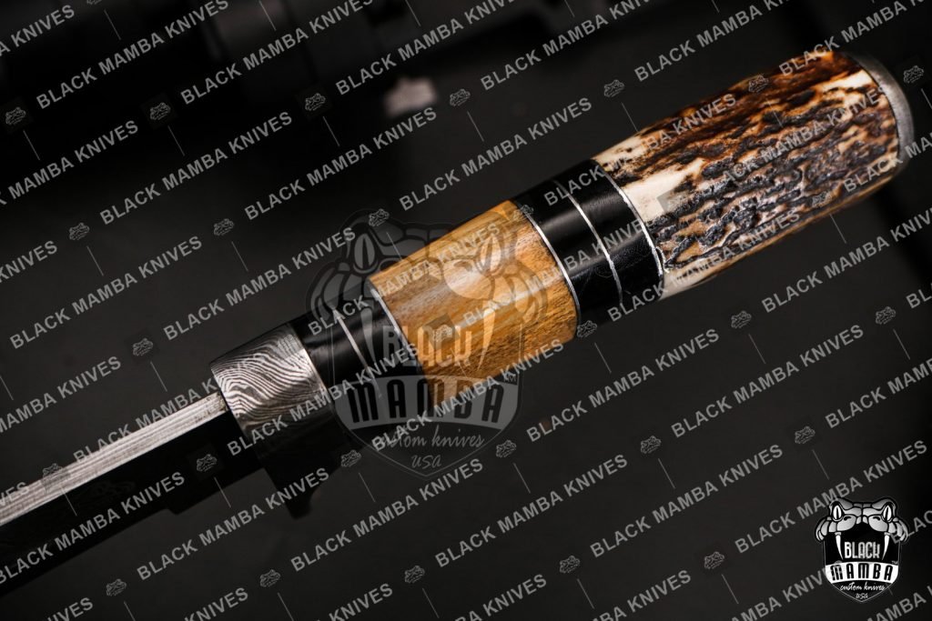 BMK-108 Leopard Knife 9.8″ Long 5 “Blade ” 10 oz Damascus Steel Fixed Blade Hunting Knife Black mamba Hand Made World Class knives USA Made - Image 16