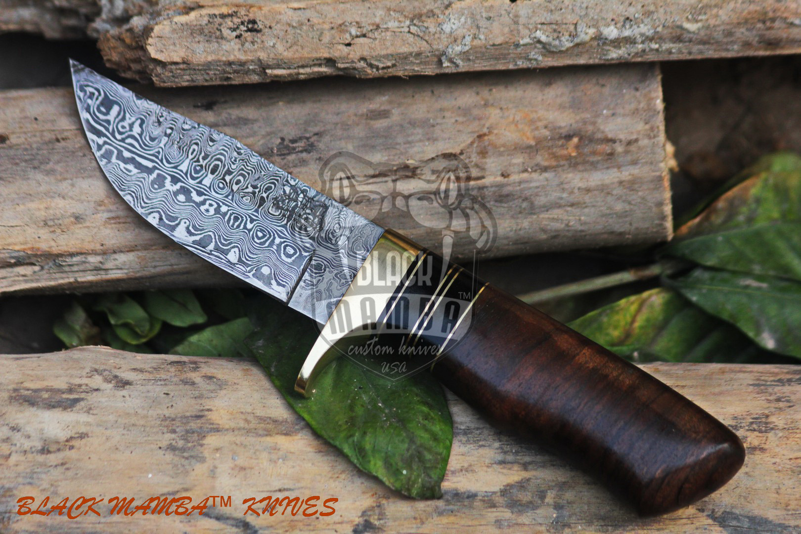 Bmk-177 Timber Rattlesnake Damascus Knife Hand Made Word USA