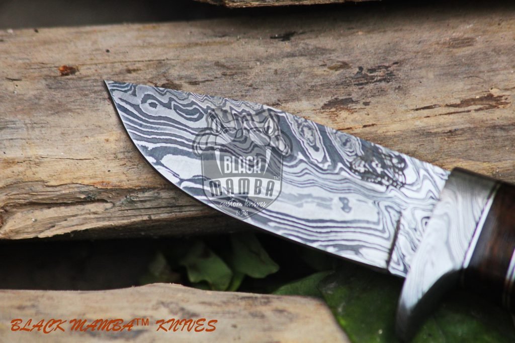 BMK-101 Eagle Knife 8.2″ Long 3.7″Blade ” 7.7oz Damascus Steel Fixed Blade Hunting Knife Black mamba Hand Made World Class knives USA Made - Image 5