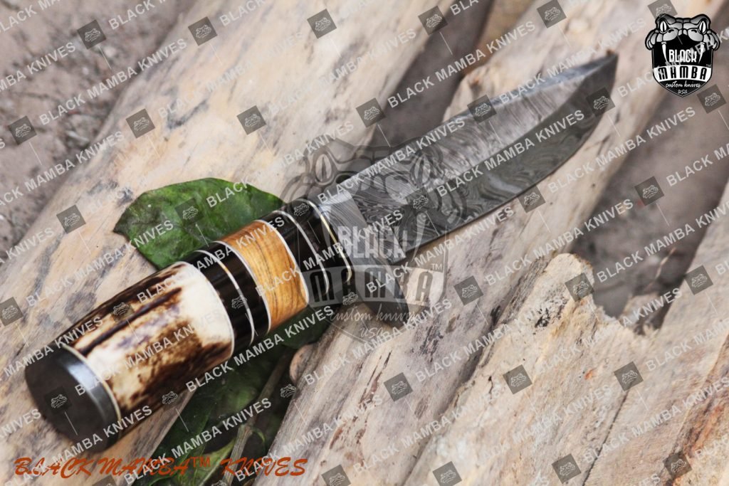 BMK-108 Leopard Knife 9.8″ Long 5 “Blade ” 10 oz Damascus Steel Fixed Blade Hunting Knife Black mamba Hand Made World Class knives USA Made - Image 5