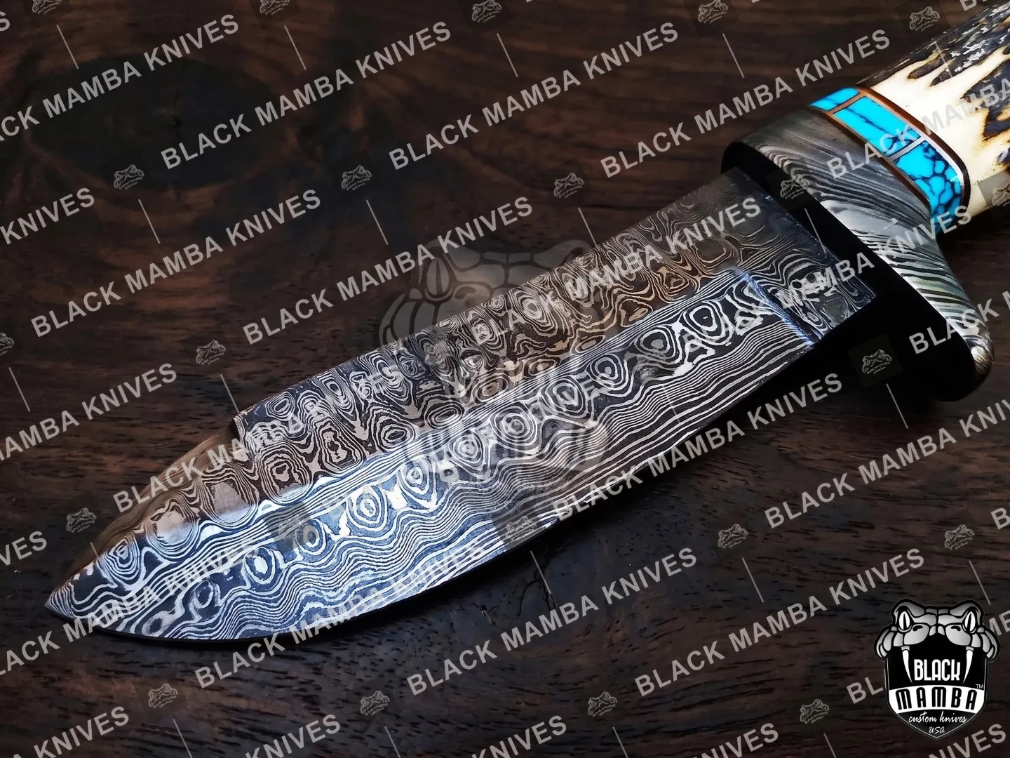 Persian Yuma - Damascus Hunting Knife, 9″ Overall | BMK-111 - view 2