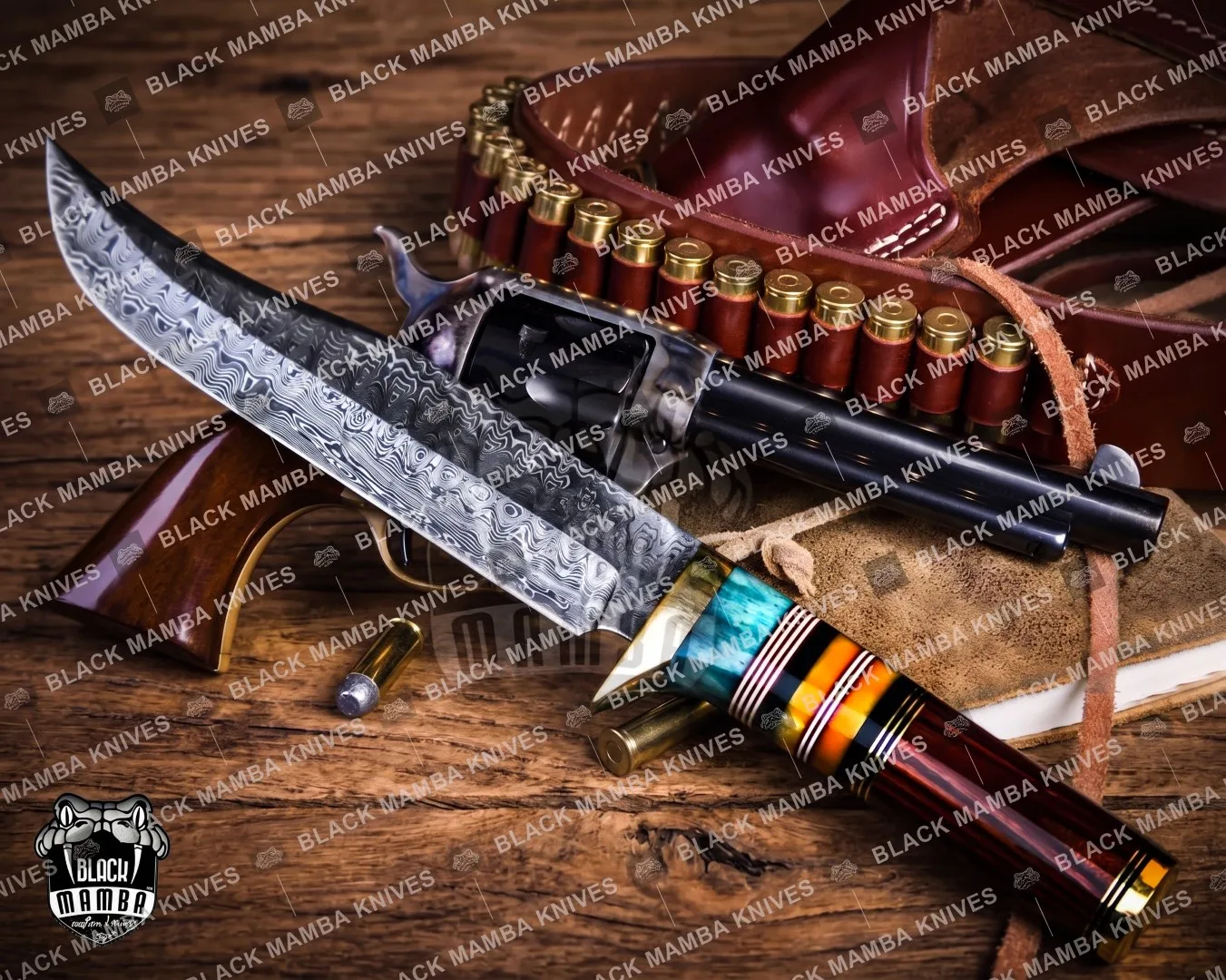 Dragon - Damascus Bowie Knife, 12″ Overall - view 3