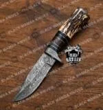 Scorpion - Damascus Hunting Knife, 10″ Overall, Stag Handle