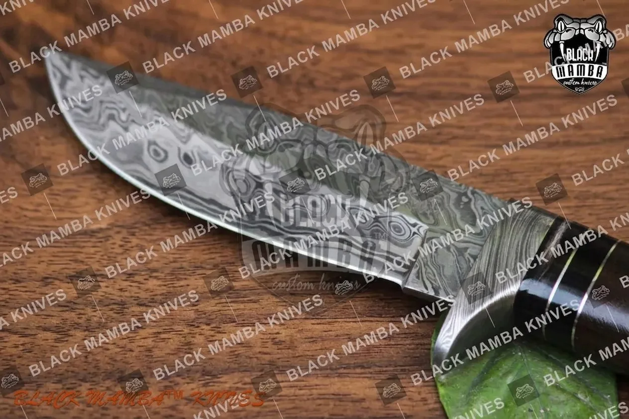 Scorpion - Damascus Hunting Knife, 10″ Overall, Stag Handle - view 5