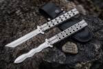 Hairstreak SET OF 2, 12cm"Blade High Carbon Filipino Balisongs Butterfly Snake Blade Knife by Black Mamba Knives | BMK-582
