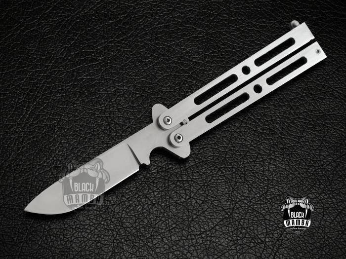 BMK-583 Silver washed 12cm"Blade High Carbon Filipino Balisongs butterfly Knife Black Mamba world class Knives