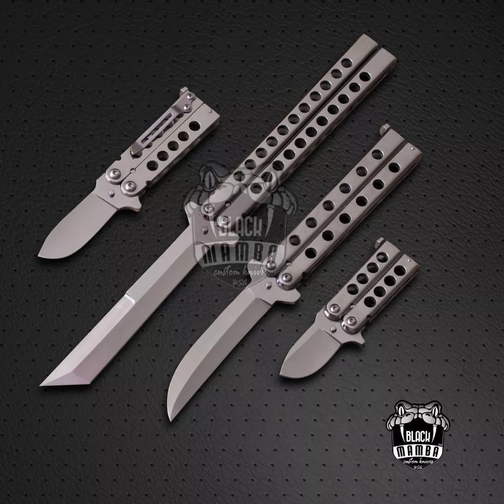 BMK-575 Lots of 4 High Carbon Filipino Balisongs butterfly Trainer Practice Knife Black Mamba world class Knives
