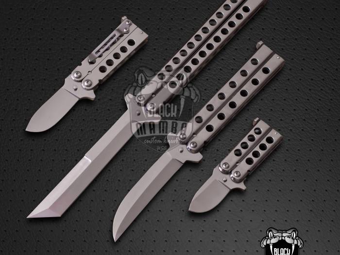 BMK-575 Lots of 4 High Carbon Filipino Balisongs butterfly Trainer Practice Knife Black Mamba world class Knives