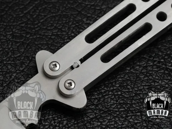 Silver Washed 12cm"Blade High Carbon Filipino Balisongs Butterfly Knife Black Mamba World Class Knives | BMK-583 - Image 4