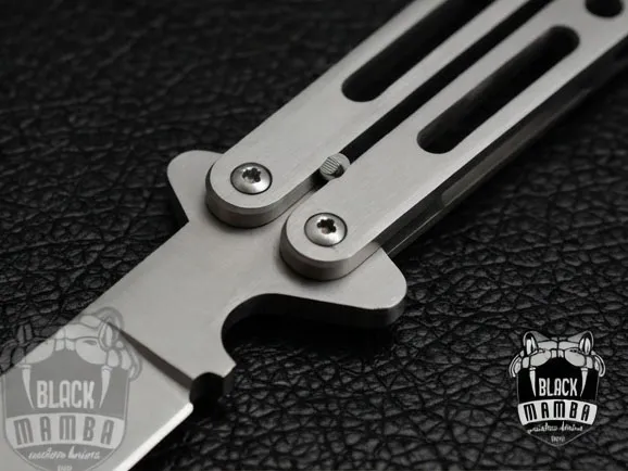 Silver Washed 12cm"Blade High Carbon Filipino Balisongs Butterfly Knife Black Mamba World Class Knives | BMK-583 - Image 5