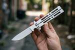 Silver Washed 12cm"Blade High Carbon Filipino Balisongs Butterfly Knife Black Mamba World Class Knives | BMK-583