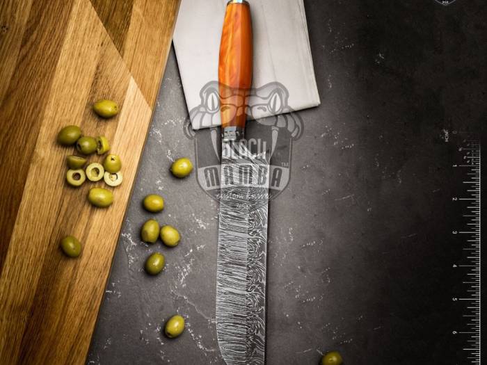 Bmk-113-R Molly Knife SERIES 13.5″ Long 8.2 “Blade ” 9.1 oz Razor Sharp Hand Made Damascus Steel Chef Knives Black Mamba Hand Made World Class Knives Made in USA
