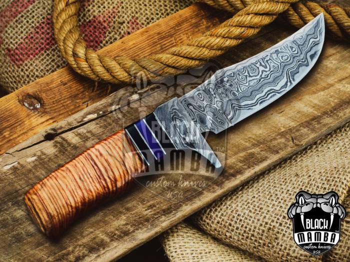 BMK-116 Egyptian cobra KNIFE 9.5″ Long 4.5 “Blade ” 8.8oz Fixed Blade Hunting Bowie Skinner Survival Handmade Damascus Steel Knife Black mamba Hand Made World Class knives USA Made