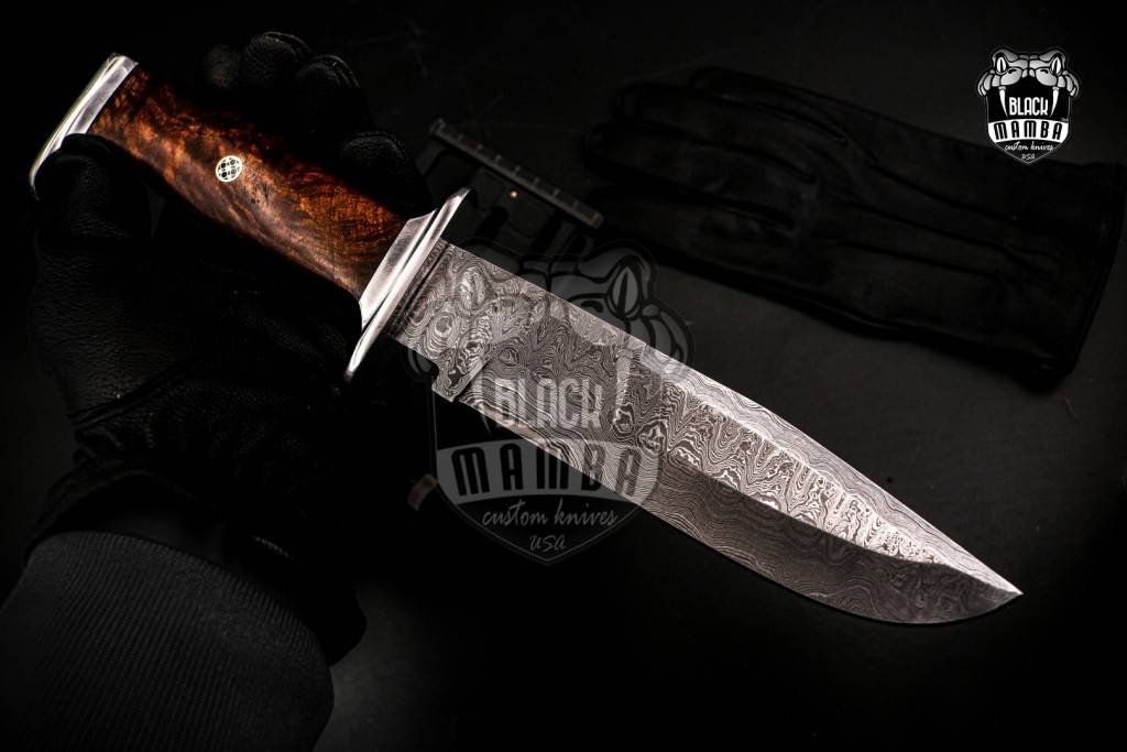 BMK-150 Yakushima Knife 12″ LONG 7″BLADE” 11.2 OZ Damascus Fixed Blade Hunting Bowie Skinner Survival Handmade knife Outdoor Bowie Damascus Knife Black mamba Hand Made World Class knives USA Made - Image 12