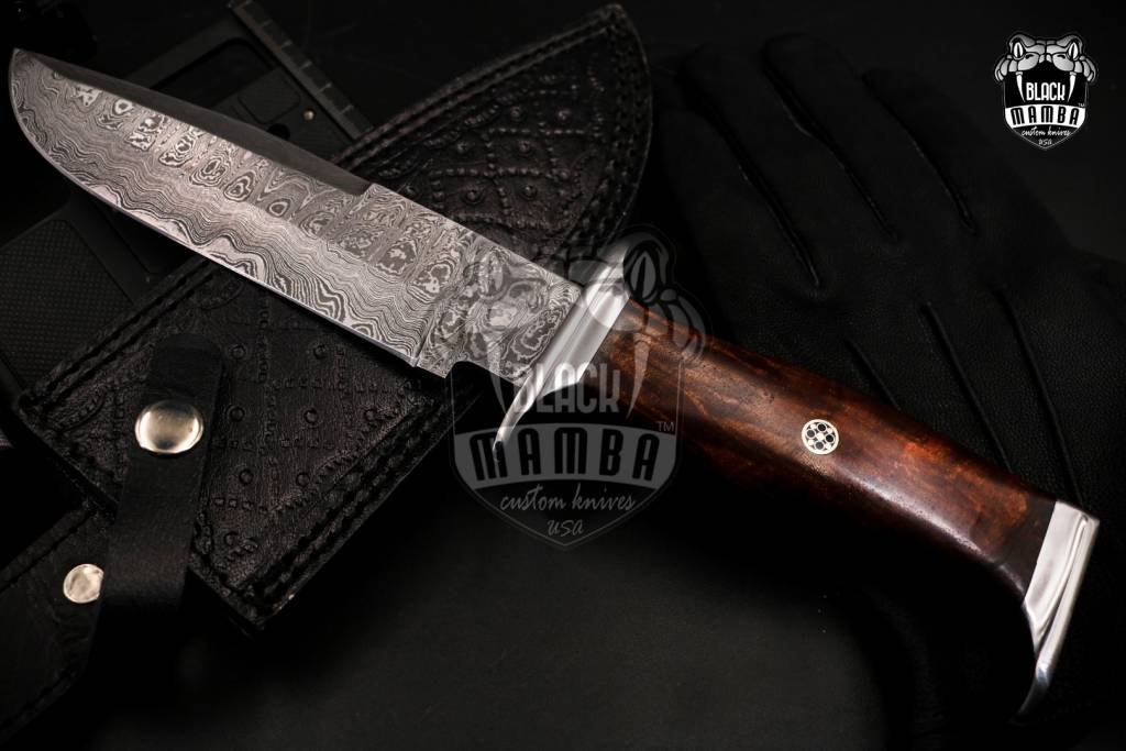 BMK-150 Yakushima Knife 12″ LONG 7″BLADE” 11.2 OZ Damascus Fixed Blade Hunting Bowie Skinner Survival Handmade knife Outdoor Bowie Damascus Knife Black mamba Hand Made World Class knives USA Made - Image 10