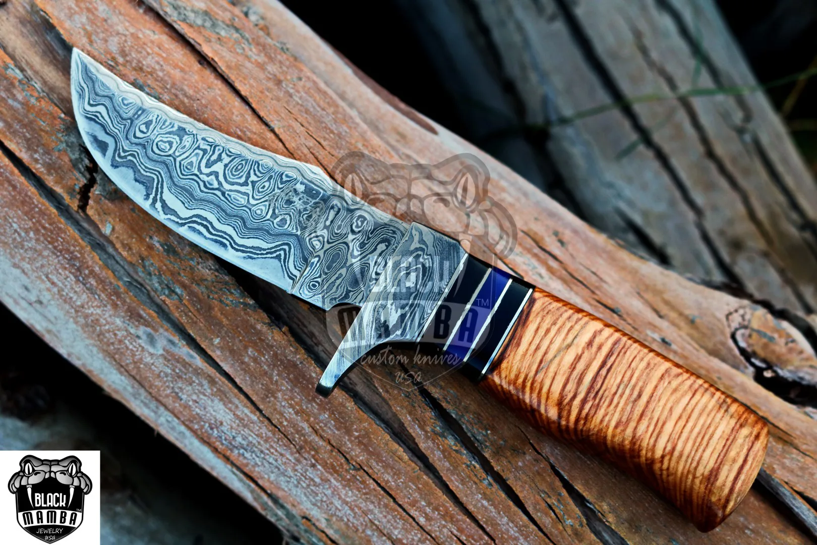 Egyptian Cobra - Damascus Bowie Knife, 9.5″ Overall - view 2