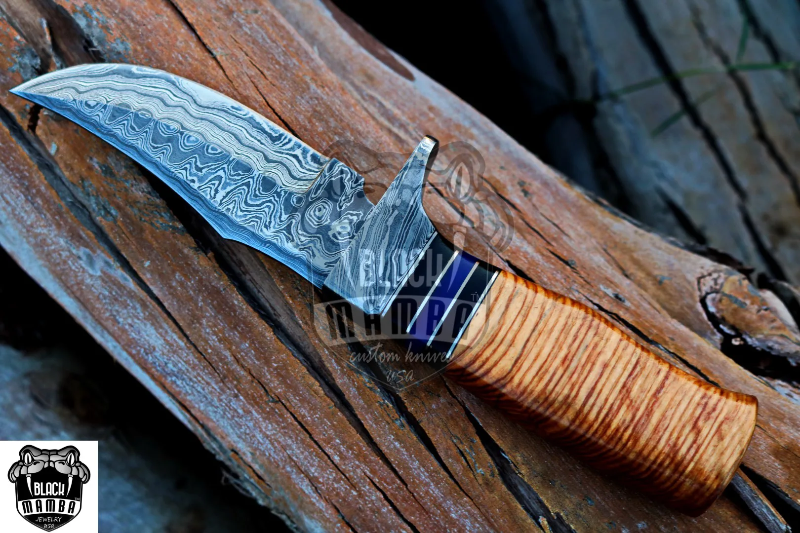 Egyptian Cobra - Damascus Bowie Knife, 9.5″ Overall - view 6