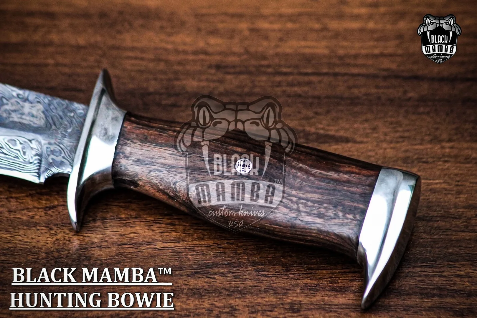 Yakushima - Damascus Bowie Knife, 12″ Overall - view 2