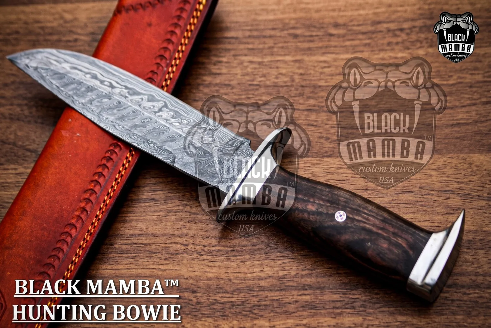 Yakushima - Damascus Bowie Knife, 12″ Overall - view 4