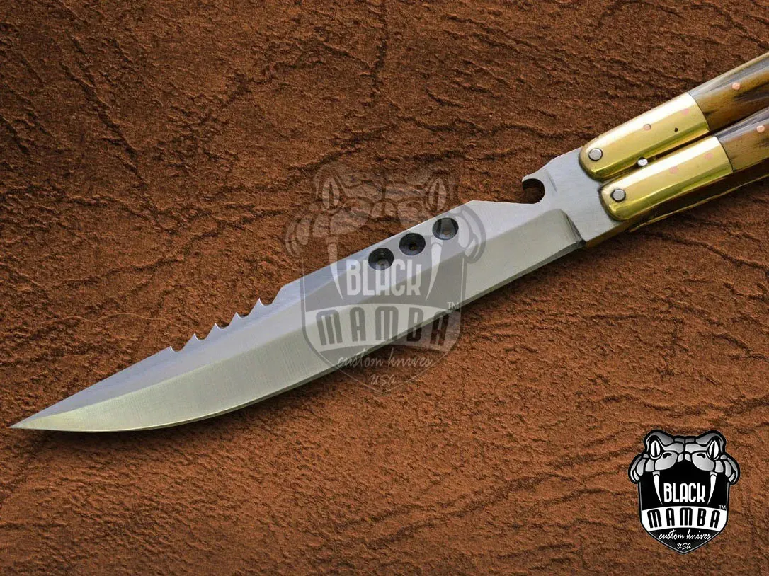 D2 Steel Balisong Butterfly Knife – Bone Handle | BMK-480 - view 3