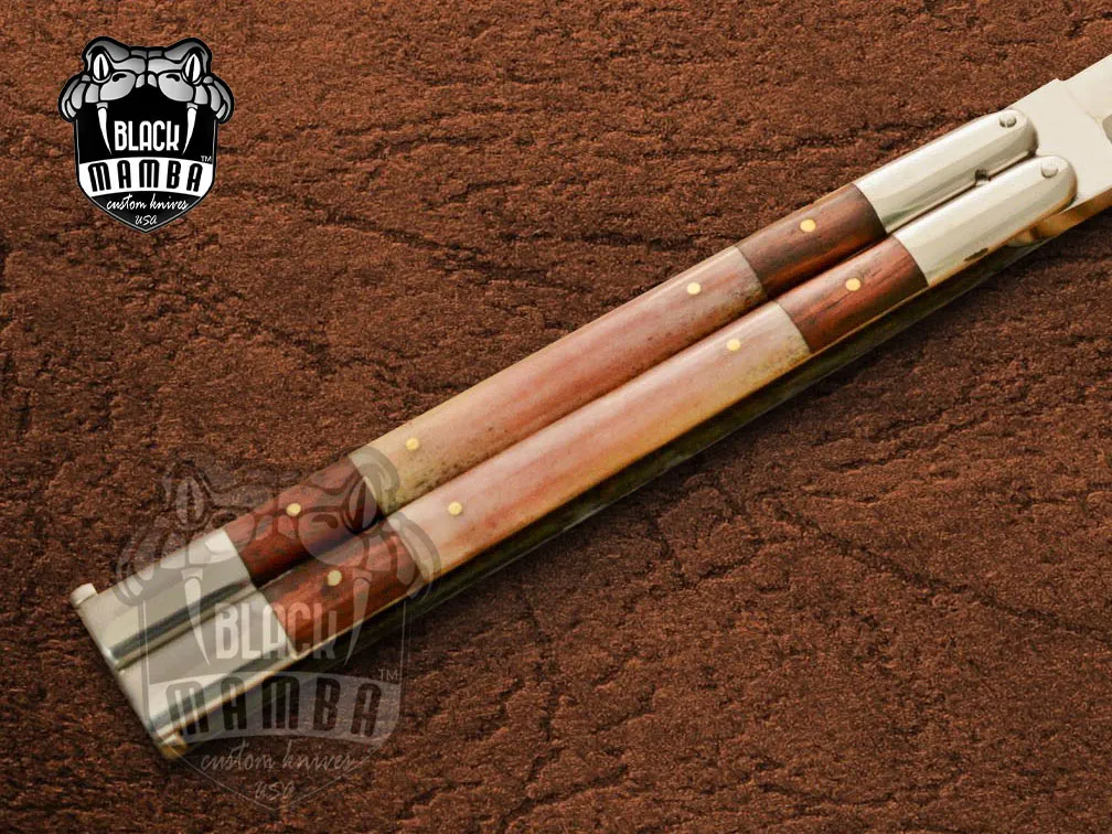 Filipino Balisong Butterfly Knife - Stainless Steel & Walnut Burl Wood - view 3