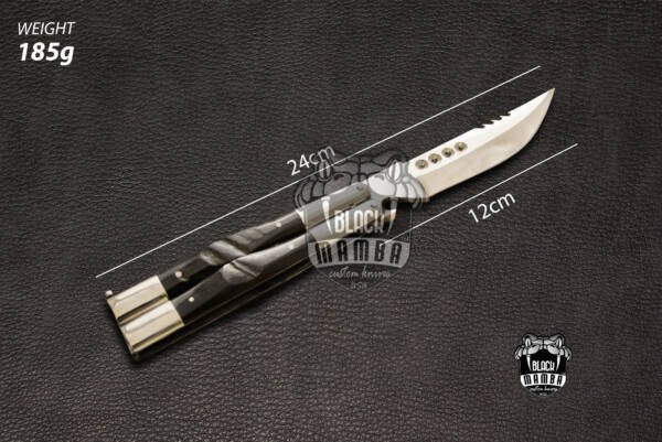 BMK-435 High Carbon Steel Filipino Balisongs butterfly Stainless Steel with ram Horn Inserts black Mamba knives world class Knives - Image 2