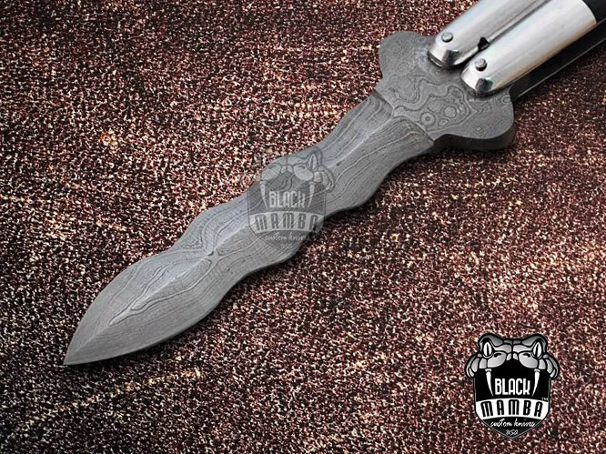 High Carbon Steel Filipino Balisongs Butterfly Brass with Stainless Steel with Water Buffalo Horn Black Mamba Knives World Class Knives | BMK-580 - view 3