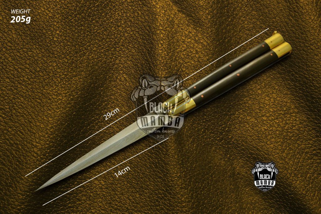 BMK-610 High Carbon Steel Filipino Balisongs butterfly  Brass with rose Wood Inserts black Mamba knives world class Knives - Image 2