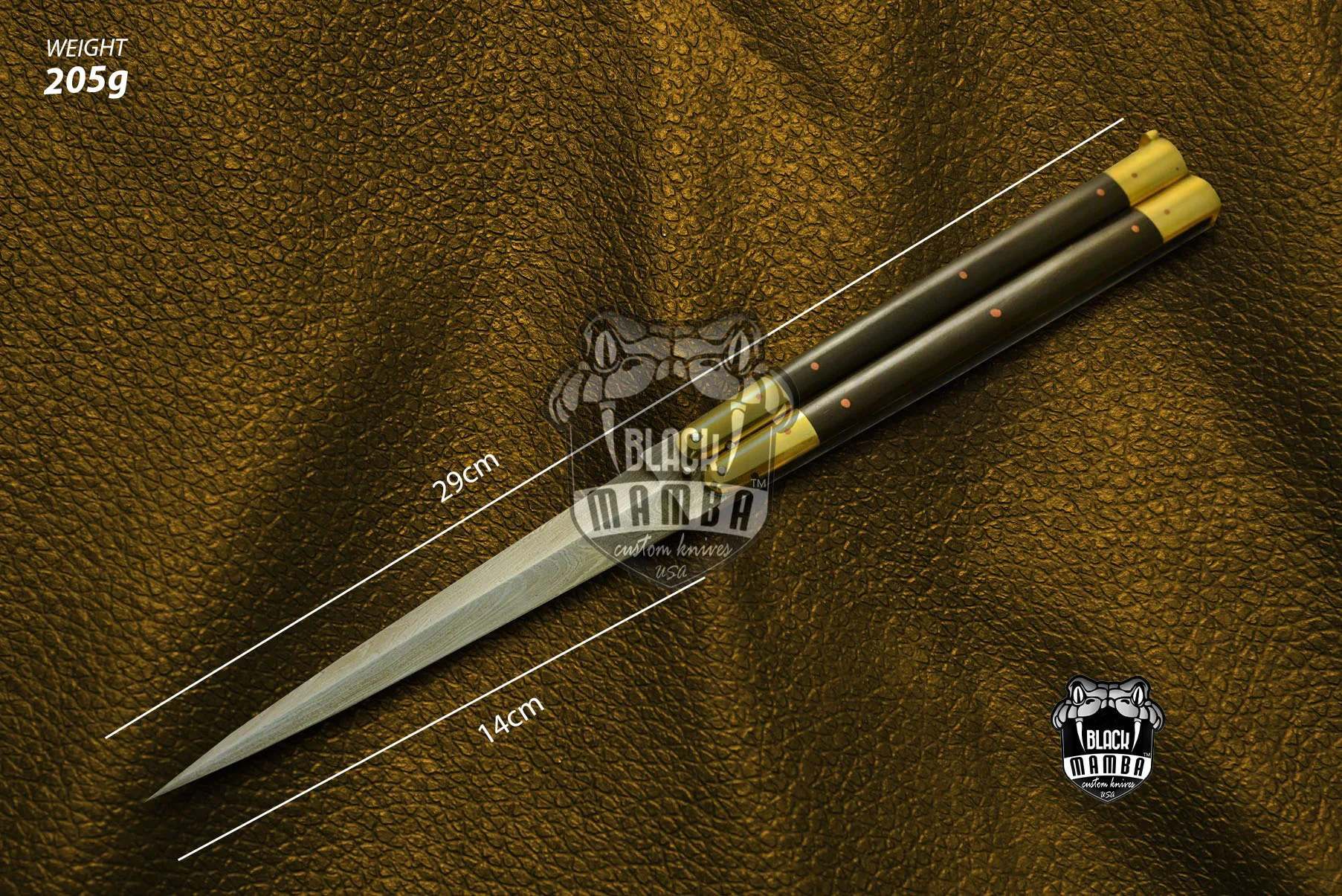 High Carbon Steel Filipino Balisongs Butterfly Brass with Rose Wood Inserts Black Mamba Knives World Class Knives | BMK-610 - view 3