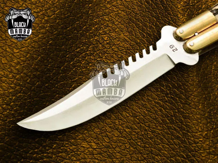 D2 Steel Balisong Butterfly Knife – Philippine Deer Horn, Brass Handle | BMK-458 - view 3
