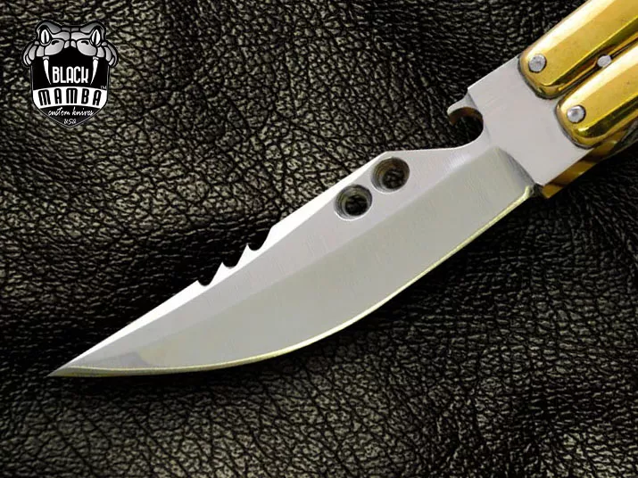 D2 Steel Balisong Butterfly Knife – Buffalo Horn Handle | BMK-465 - view 4
