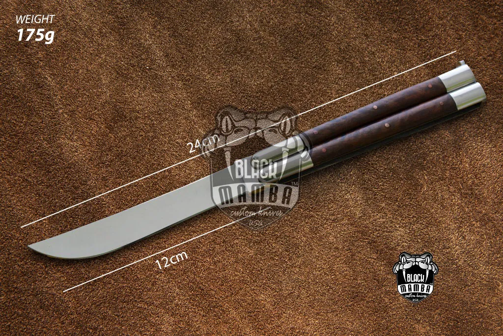 D2 Steel Balisong Butterfly Knife – Walnut Burl Wood Handle | BMK-468 - view 3