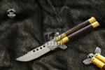 Filipino Balisong Butterfly Knife - D2 Tool Steel Filipino Balisongs Butterfly Stainless Steel Brass & Walnut Wood