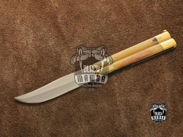 BMK-430 High Carbon Steel Filipino Balisongs butterfly Brass with Bone Inserts black Mamba knives world class Knives