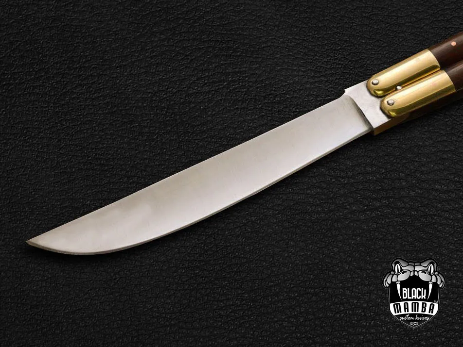 Carbon Steel Balisong Butterfly Knife – Rose Wood, Brass Handle | BMK-423 - view 4