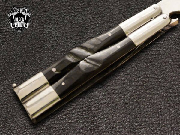 BMK-435 High Carbon Steel Filipino Balisongs butterfly Stainless Steel with ram Horn Inserts black Mamba knives world class Knives - Image 3
