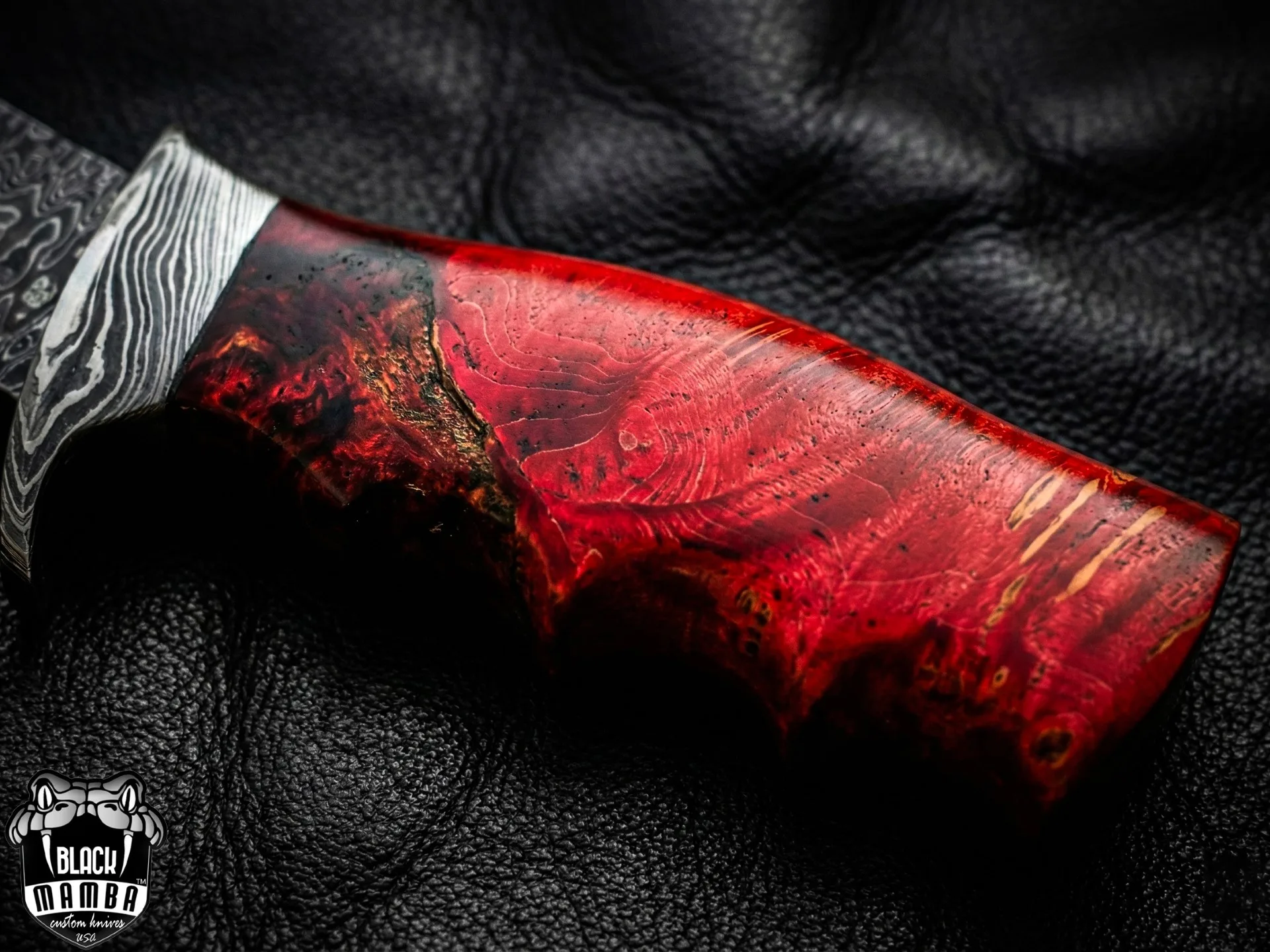 Redback 12″ Long 7″ Blade 12oz Damascus Steel Hunting Bowie Handmade Knife with Stabilized Wood Black Mamba Hand Made World Class Knives LIMITED LUXURY EDITION | BMK-1004-LQ - view 6