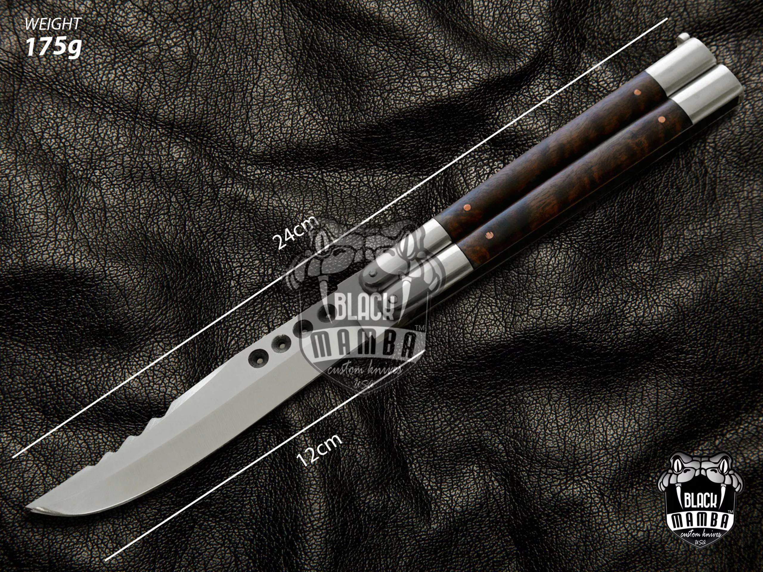 D2 Steel Balisong Butterfly Knife – Rose Wood Handle | BMK-469 - view 3