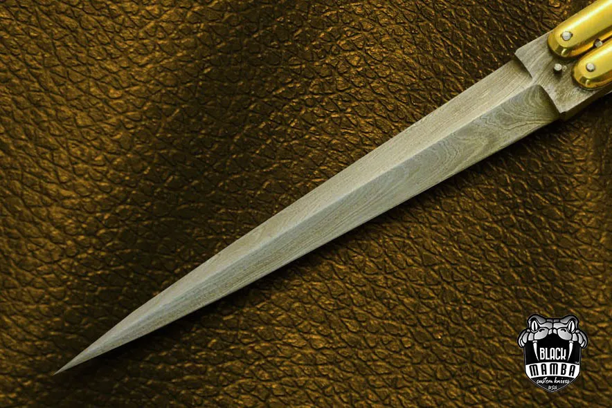 High Carbon Steel Filipino Balisongs Butterfly Brass with Rose Wood Inserts Black Mamba Knives World Class Knives | BMK-610 - view 4
