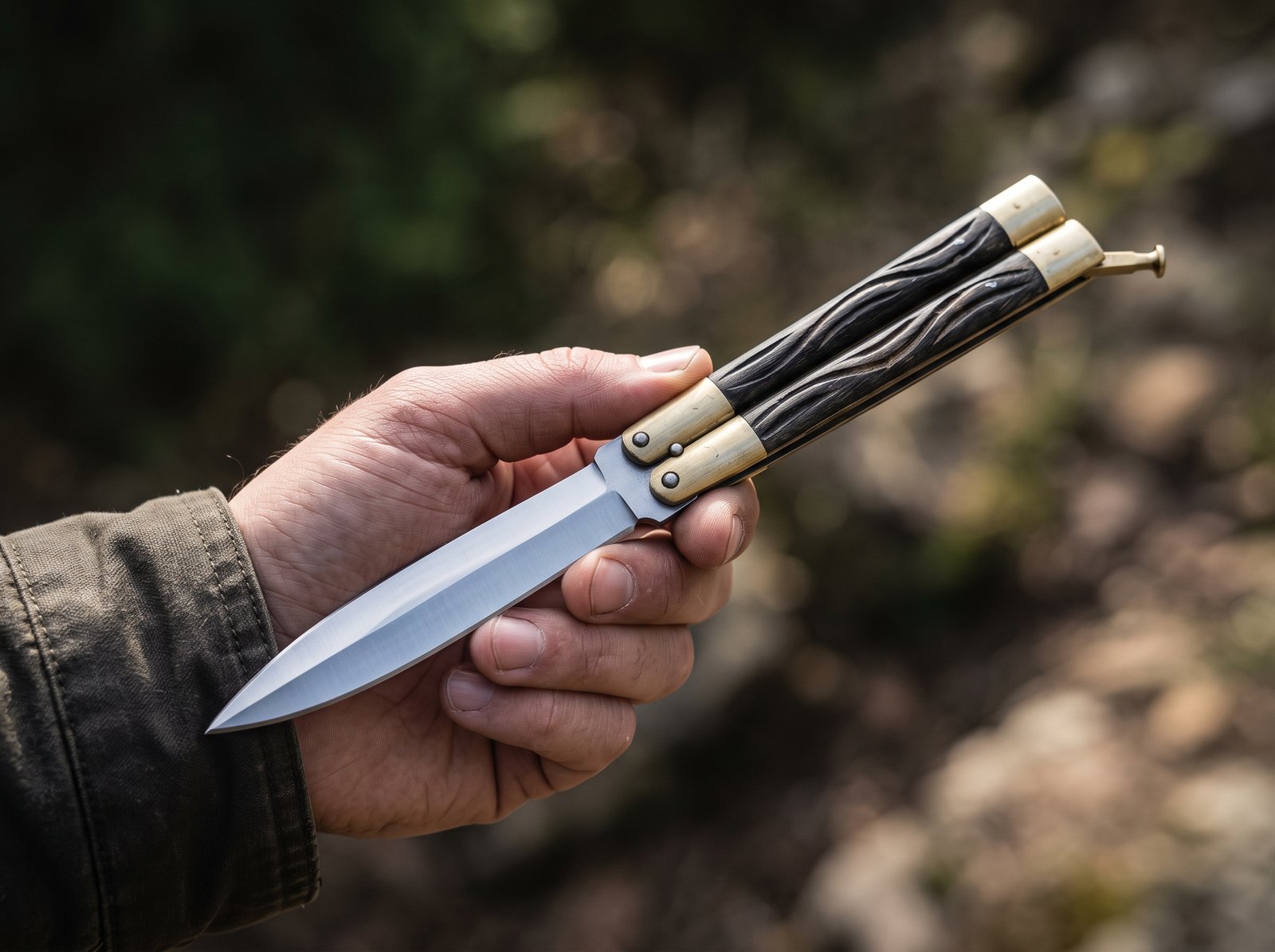 High Carbon Steel Filipino Balisongs Butterfly Razor Sharp Knife with Rose Wood Black Mamba Knives World Class Knives | BMK-407 - Image 2