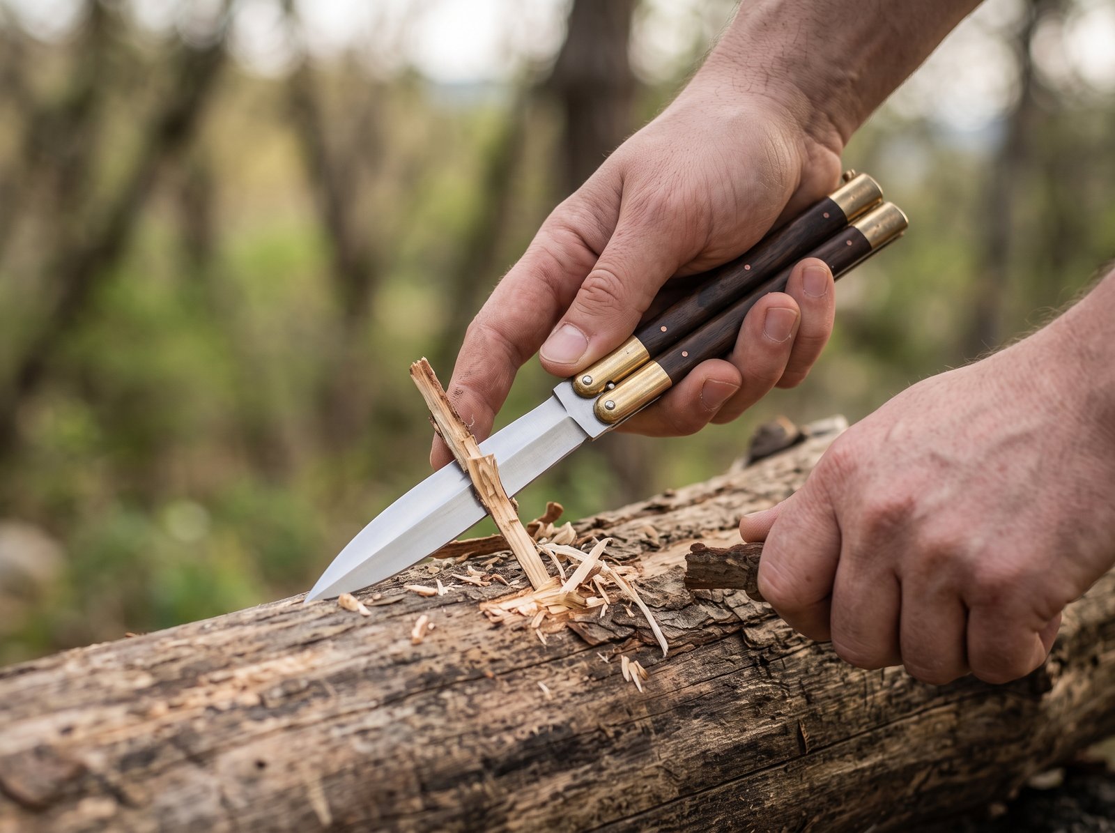 High Carbon Steel Filipino Balisongs Butterfly Brass with Ebony Wood Inserts Black Mamba Knives World Class Knives | BMK-609 - Image 3